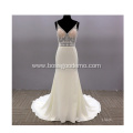 New designs sleeveless seductive maxi luxury v neck mermaid wedding dress